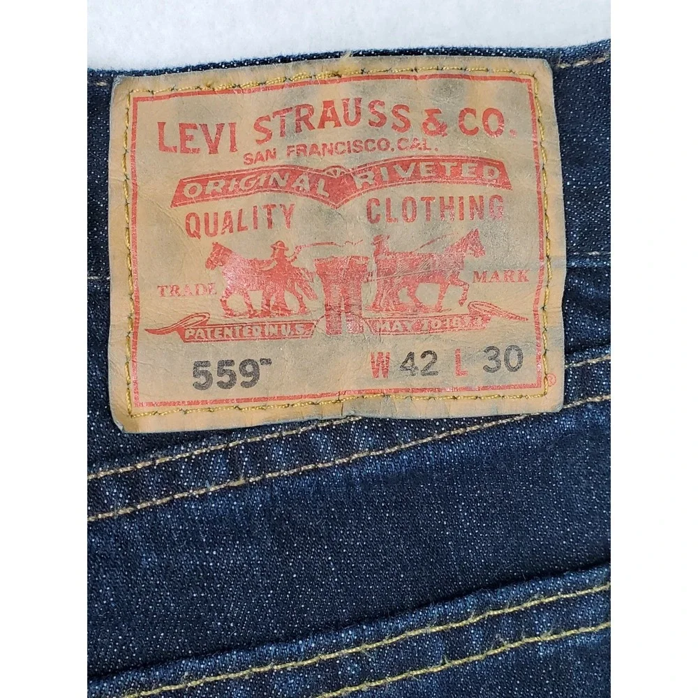 Levi's 559 Relaxed Straight Jeans Mens 42x30‎ Blue Medium Wash Denim